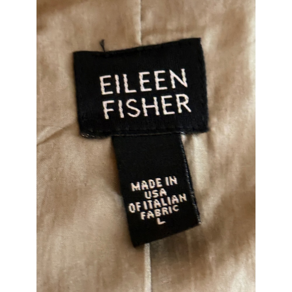 Eileen Fisher Gold Metallic Linen Silk Lined Open Blazer Jacket J445 Size Large - Picture 3 of 5
